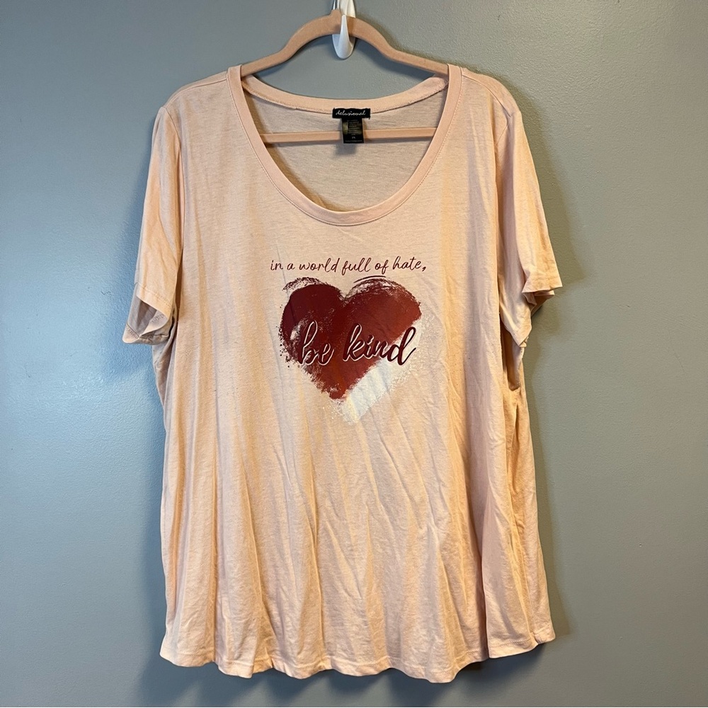 Delusional Graphic Tee Pink “In a World Full of Hate, Be Kind” w/ Heart 2X GUC